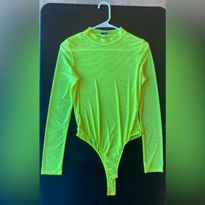 “Fashion Nova” See Through Neon Green One Piece Top
